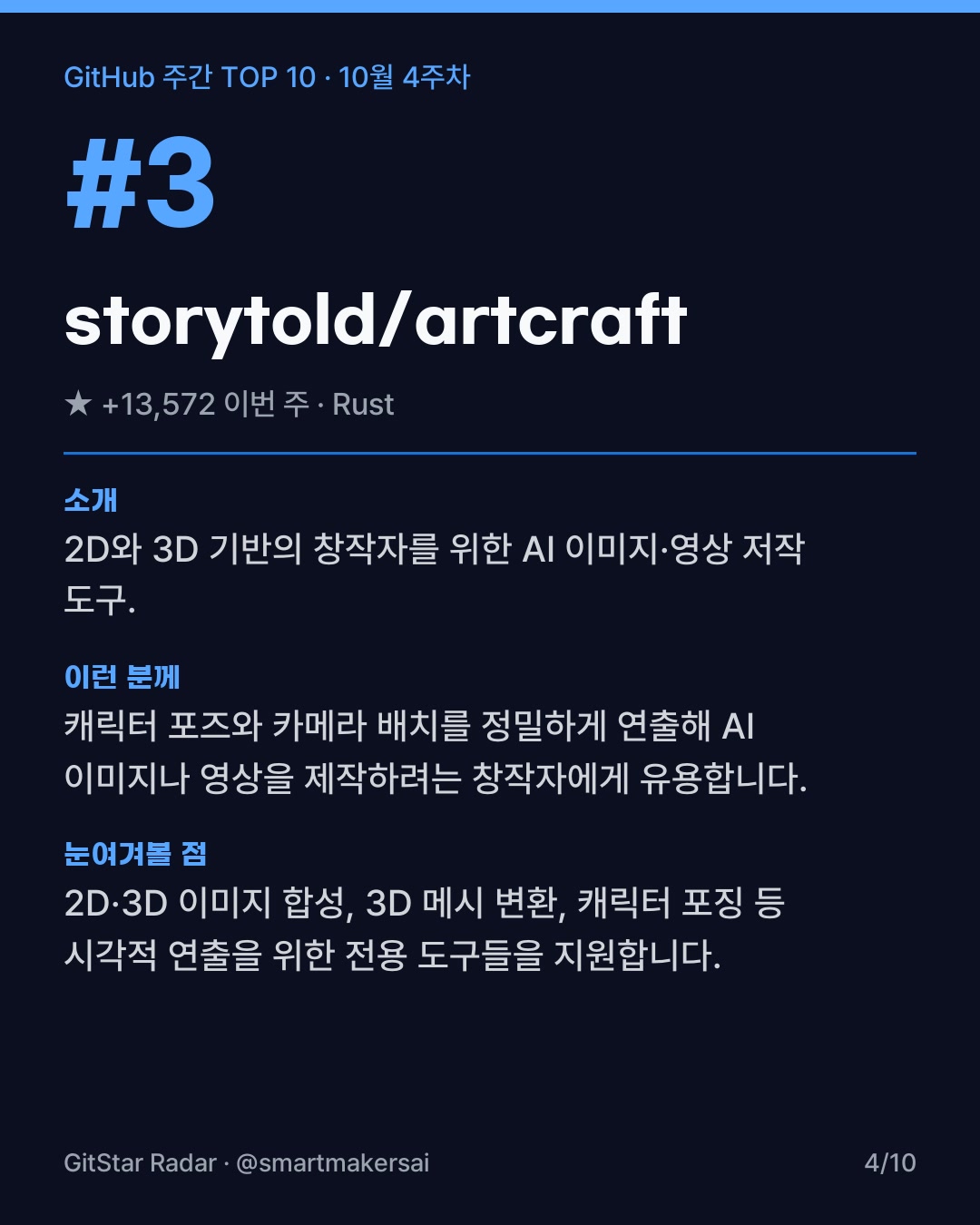 GitHub 주간 TOP 10 · 10월 4주차 4번째 카드