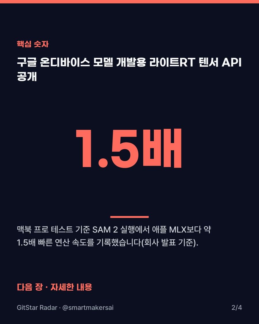 구글 라이트RT 텐서 API 공개 2번째 카드