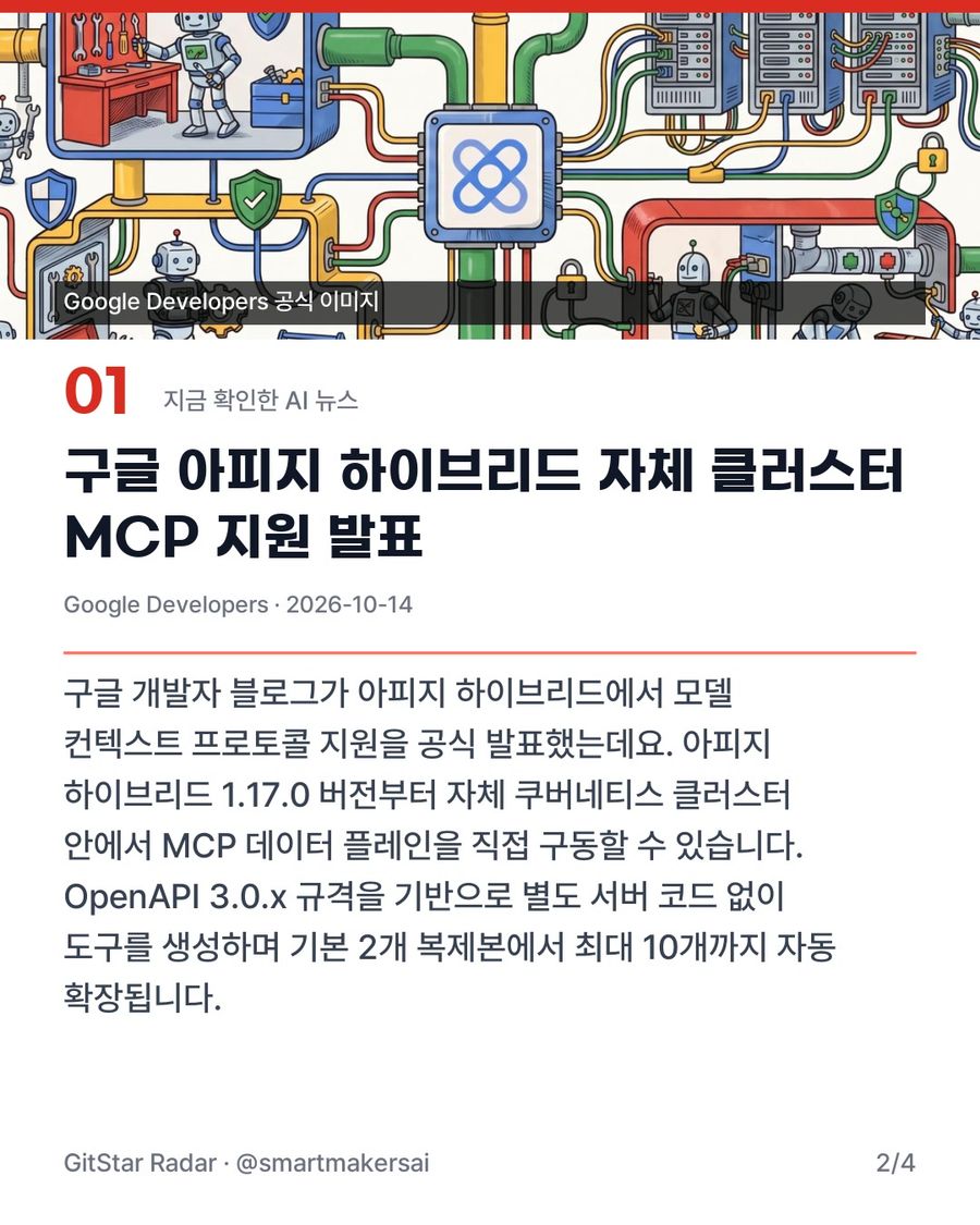 구글 아피지 하이브리드 자체 클러스터 MCP 지원 발표 2번째 카드